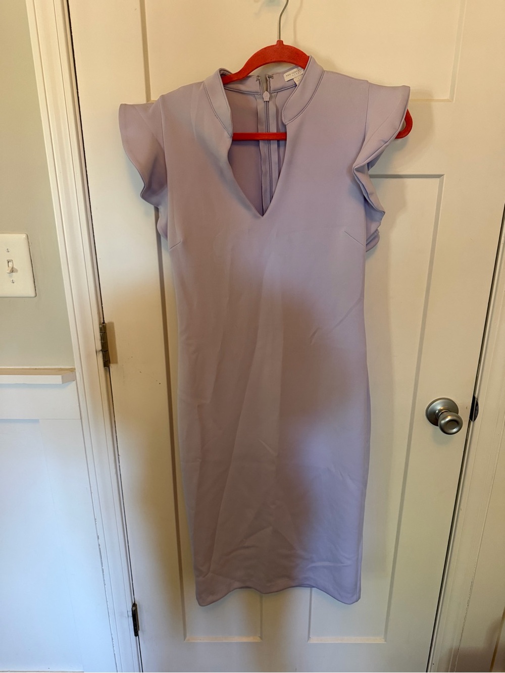 New York & Company Lilac Flutter Sleeve Midi Dress
